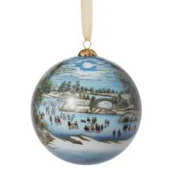 Best The Met Store Currier & Ives Central Park in Winter Hand-Painted Glass Ornament