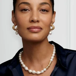 New The Met Store Cypriot Twist Pearl Necklace and Triple-Hoop Earrings Set