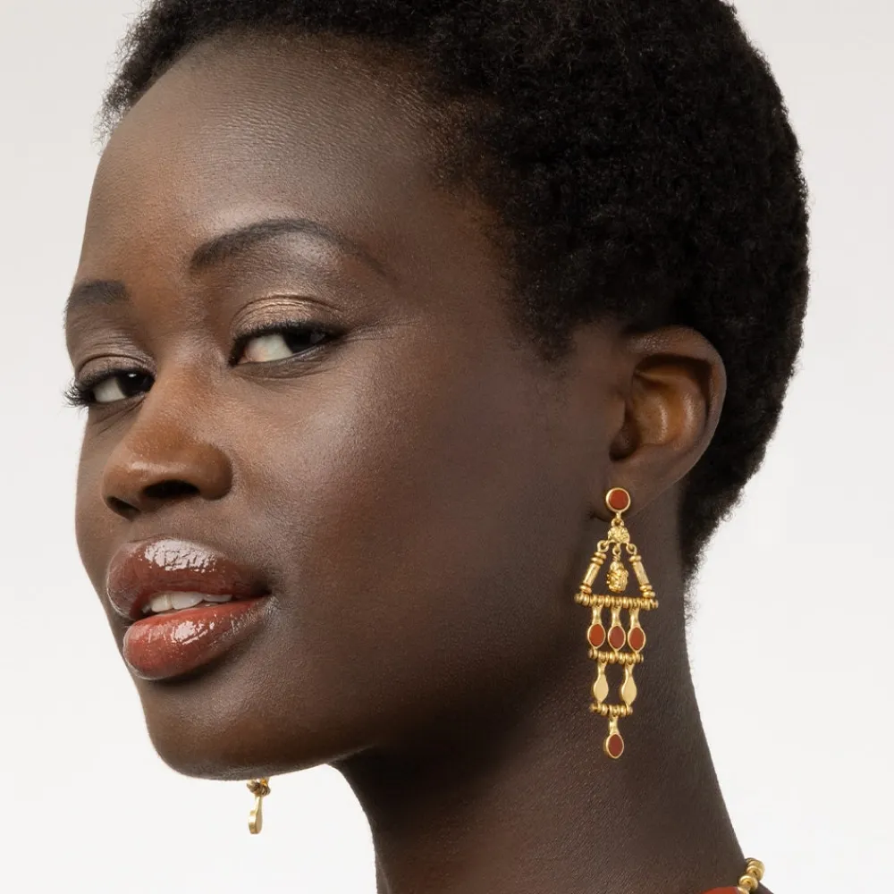 Outlet The Met Store Egyptian Nefer Amulet Red Jasper Chandelier Earrings