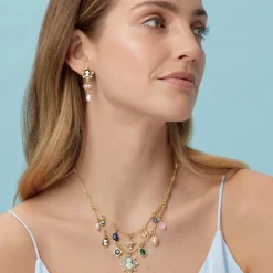 Hot The Met Store European Cameo Charm Necklace and Drop Earrings Set