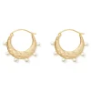 Clearance The Met Store Hammered Crescent Pearl Hoop Earrings