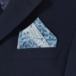 New The Met Store Iranian Vase Carpet Blue Cotton-and-Silk Pocket Square