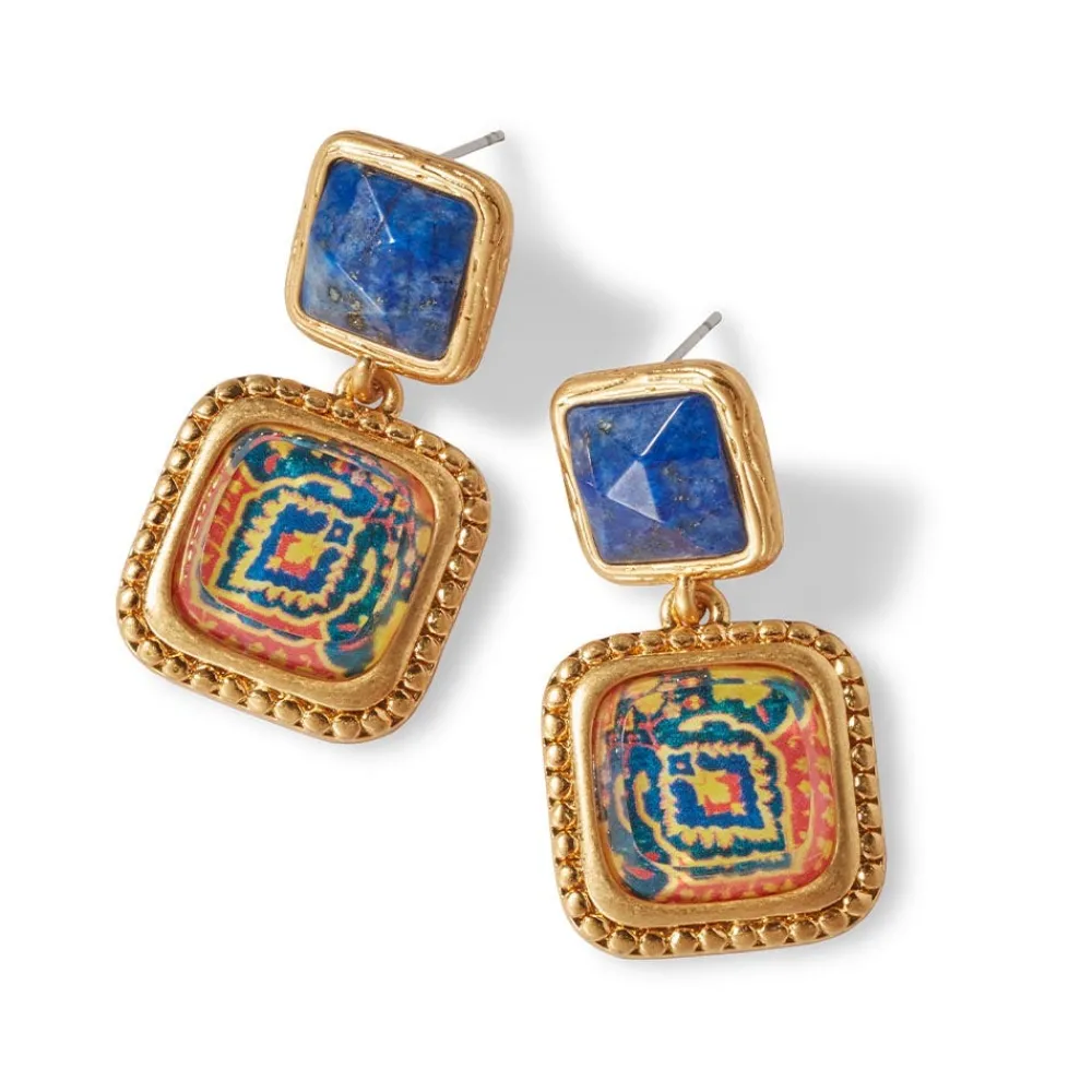 Discount The Met Store Kashan Carpet Square Drop Earrings