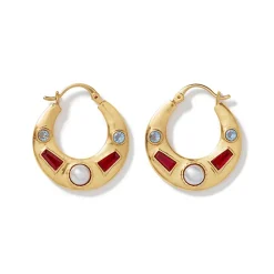 The Met Store Medieval Stone Crescent Hoop Earrings