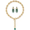 New The Met Store Roman Malachite Statement Necklace and Chandelier Earrings Set