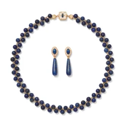 Online The Met Store Spanish Baldric Lapis Braided Necklace and Elongated Drop Earrings Set