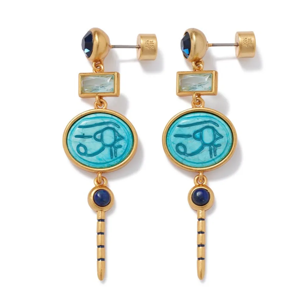 The Met Store Wedjat Eye Scarab Drop Earrings