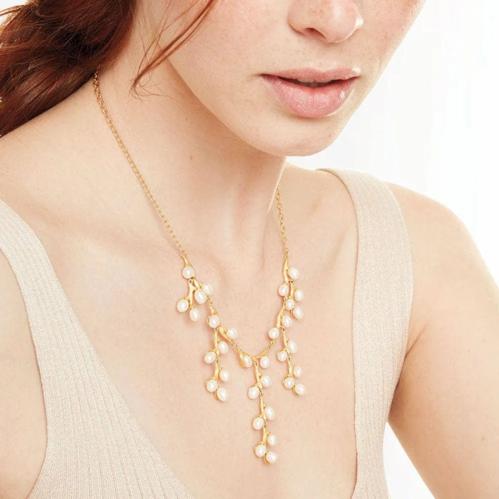 Discount The Met Store Willow Catkins Pearl Bib Necklace and Drop Earrings Set
